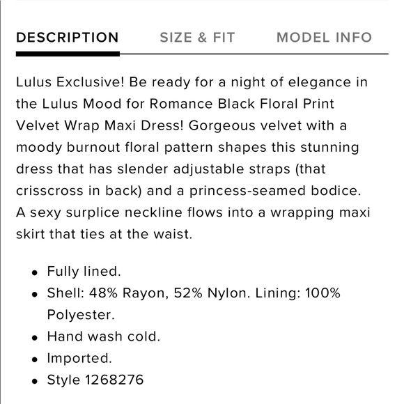 Lulus NWT Mood for Romance Black Floral Print Velvet Wrap Maxi Dress 👗 - Picture 7 of 10